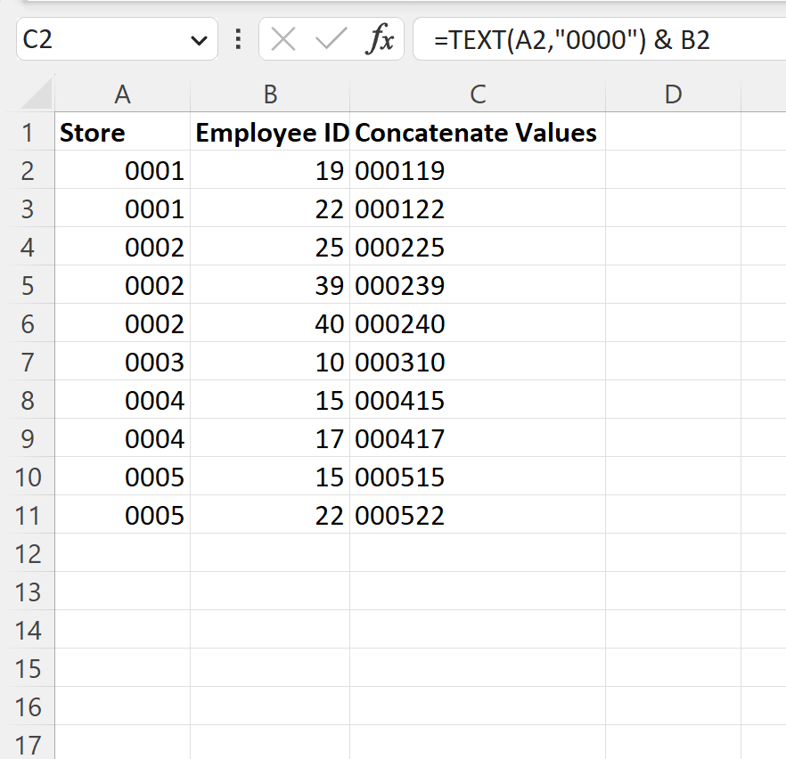 concatzero3 Excel concatenate and keep leading zeros