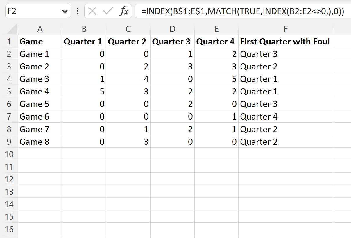 firstnon2 Excel find first non-zero value in row