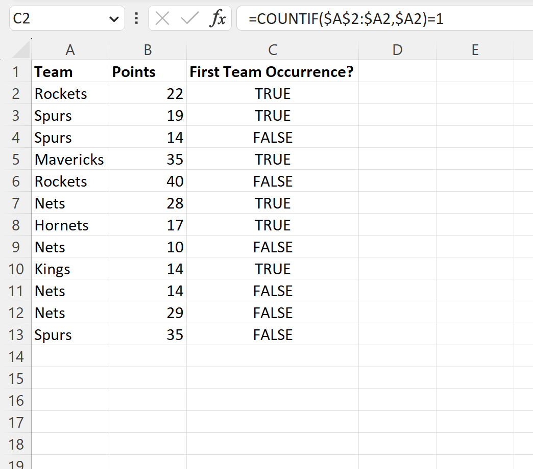 firsto2 Excel find first occurrence of a value in a column