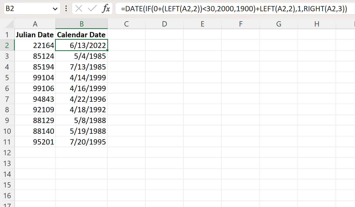 BEST way to Excel Convert Between Julian Date & Calendar Date