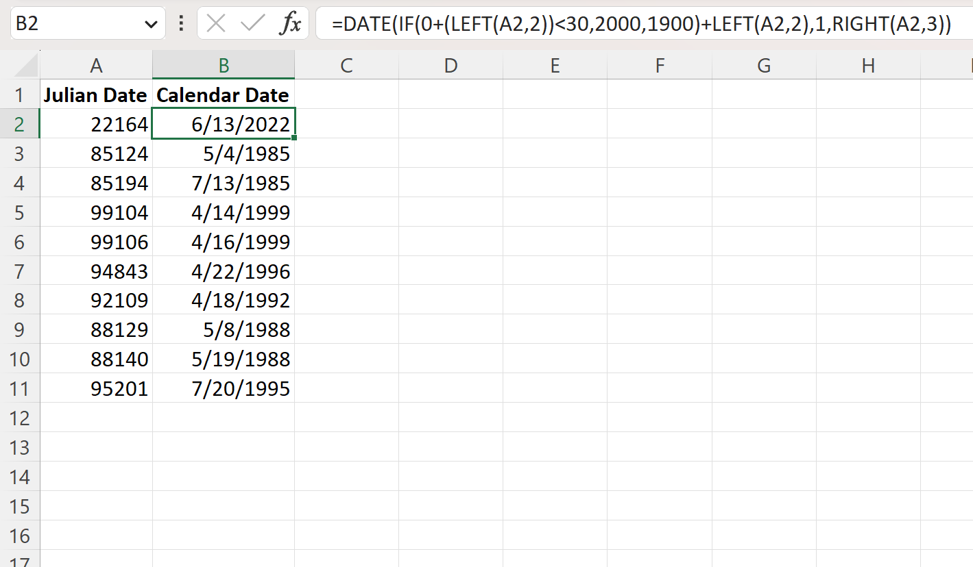Excel Convert Between Julian Date Calendar Date PSYCHOLOGICAL