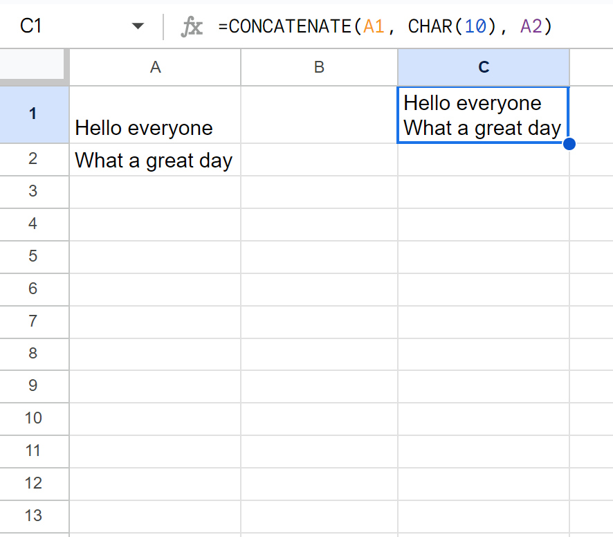 lb2 Google Sheets concatenate with line break