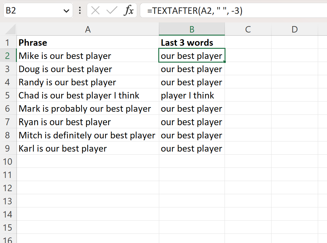 lt3 Excel extract last 3 words