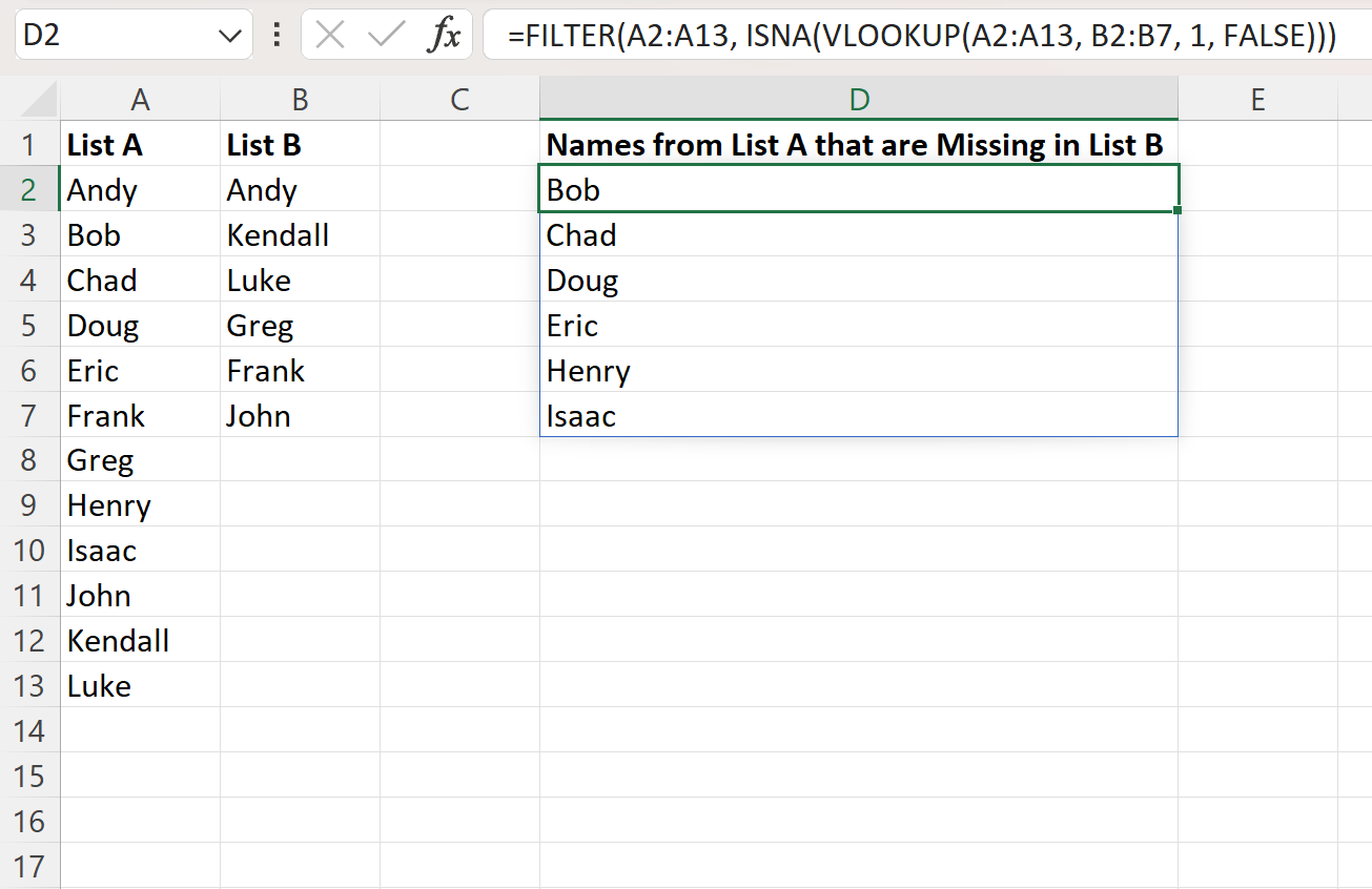 best-way-to-excel-compare-two-columns-for-missing-values