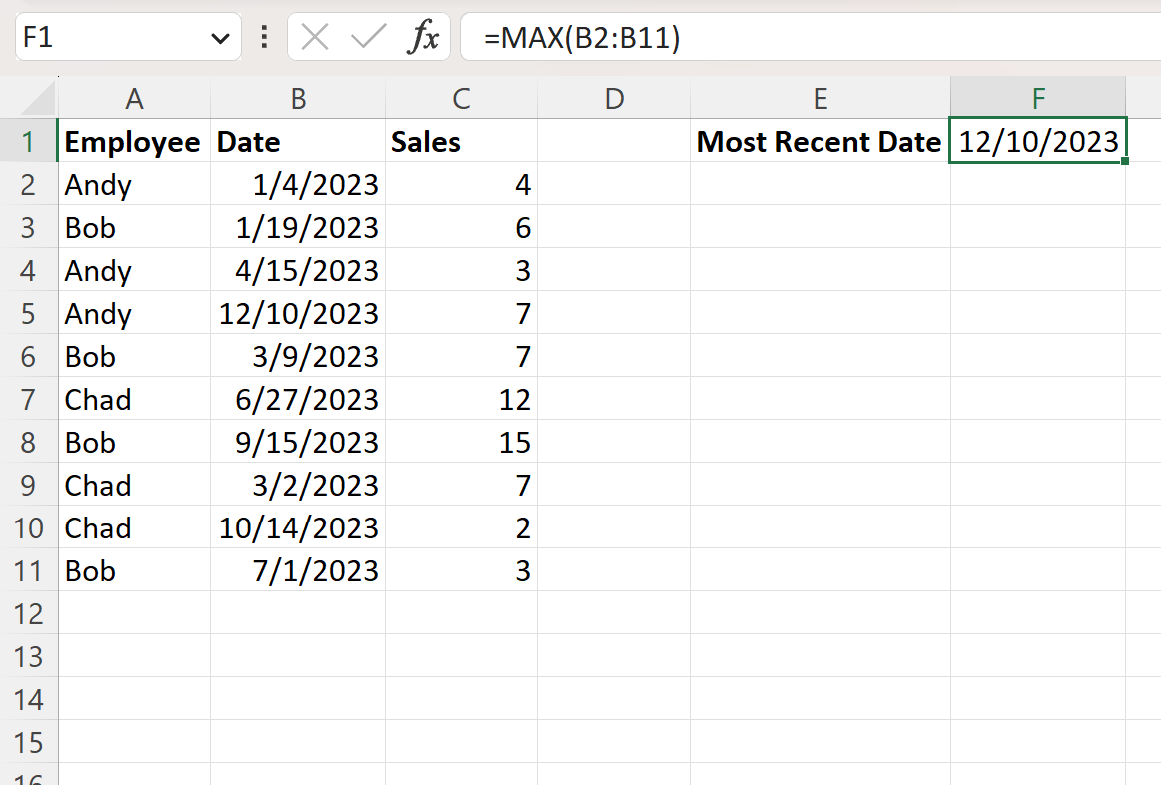 find-most-recent-date-in-excel-with-examples