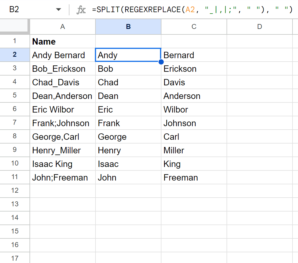 splitm1 Google Sheets SPLIT function with multiple delimiters