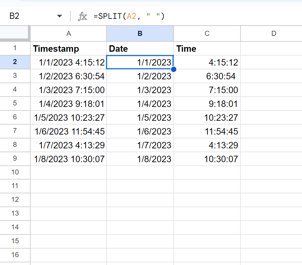 splittime2 Google Sheets split date and time