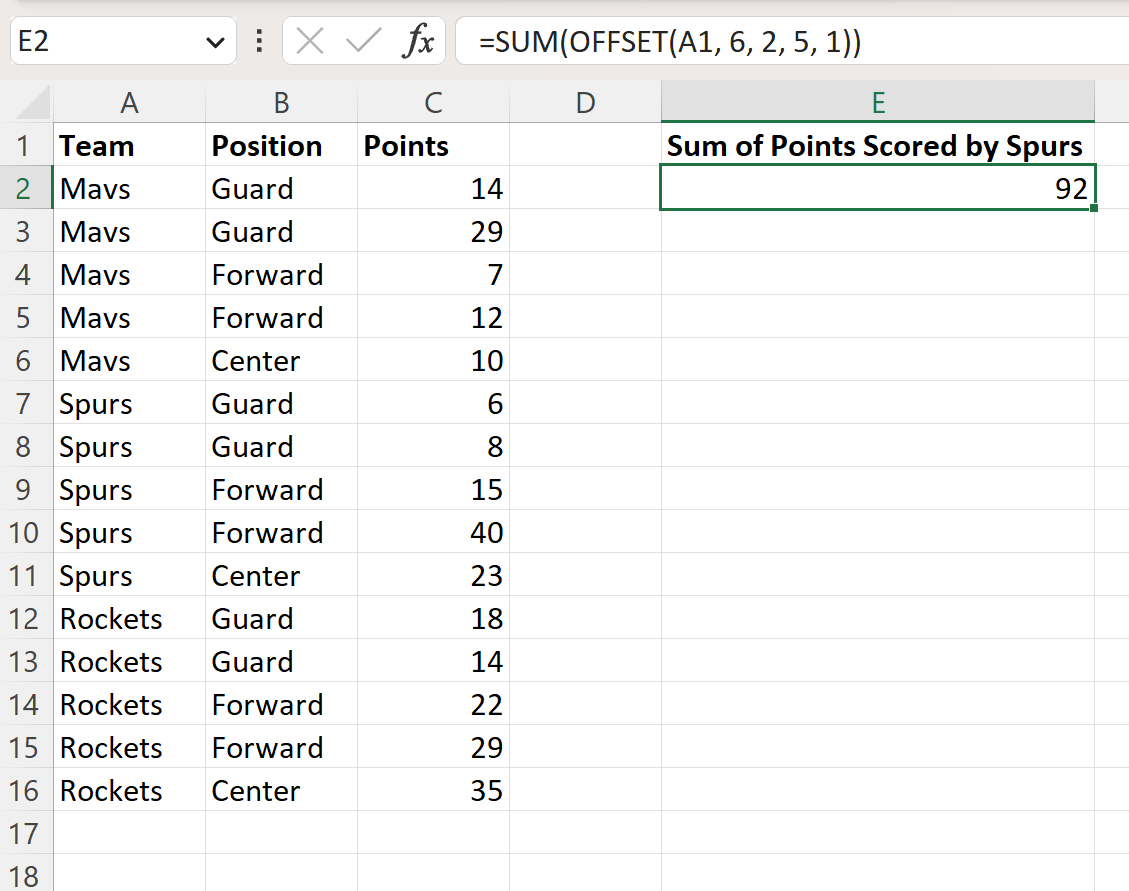 sumoff2 Excel SUM and OFFSET