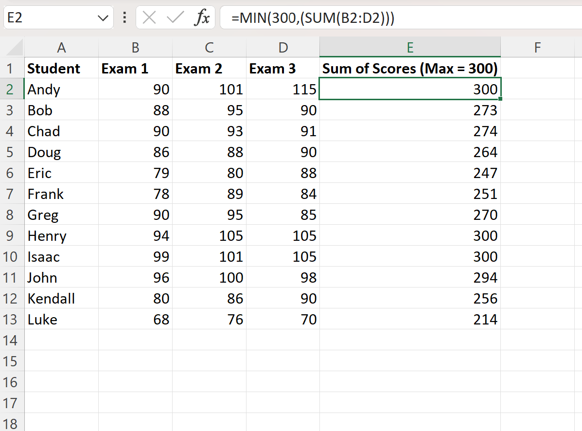 up3 Excel set maximum value on formula