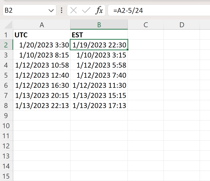 convert-utc-to-est-in-excel-simple-formula