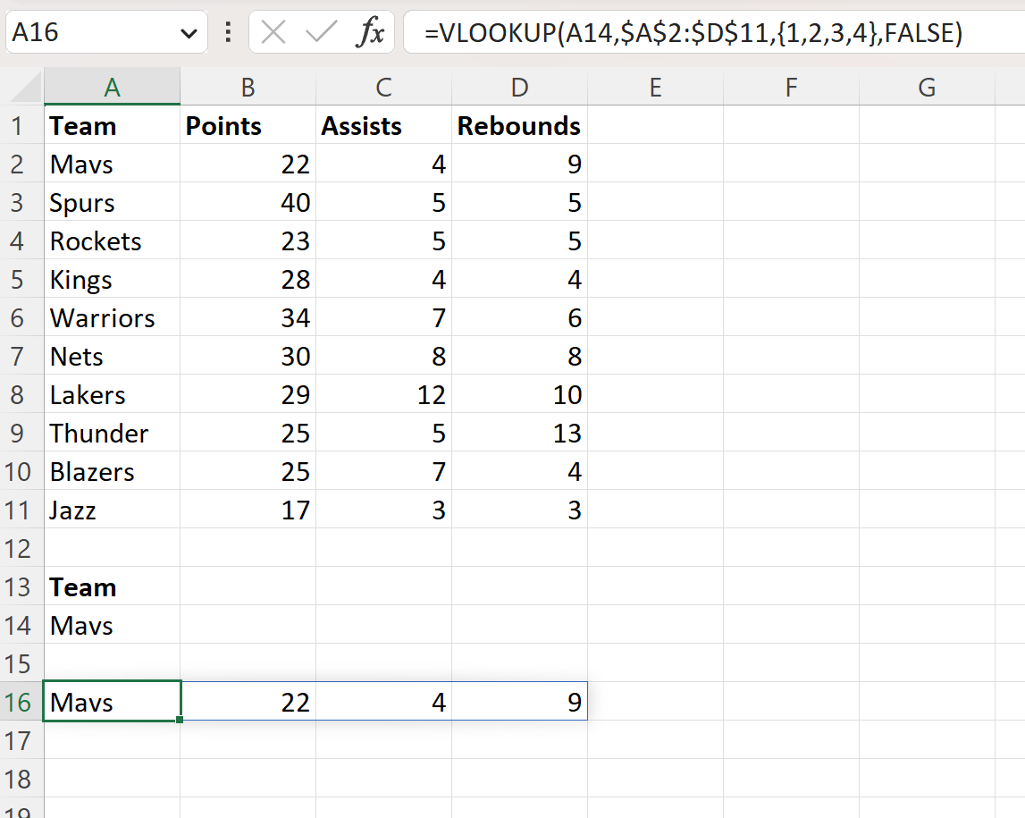 ventire2 Excel VLOOKUP return entire row