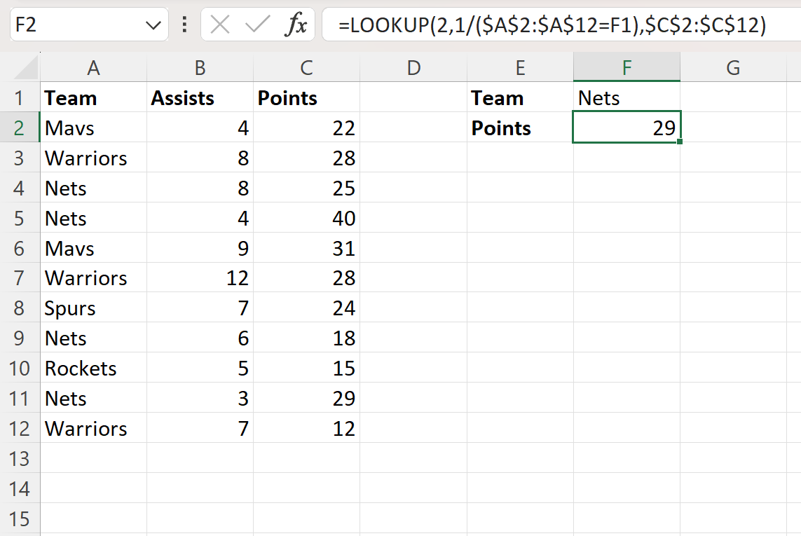 vlast2 Excel VLOOKUP return last matching value