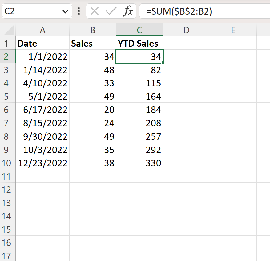 ytd2 Excel YTD calculation