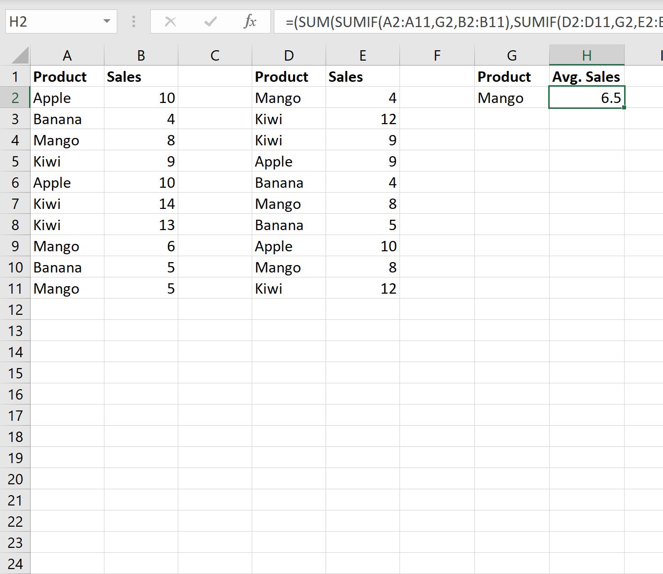 average2 Excel AVERAGEIFS with multiple ranges