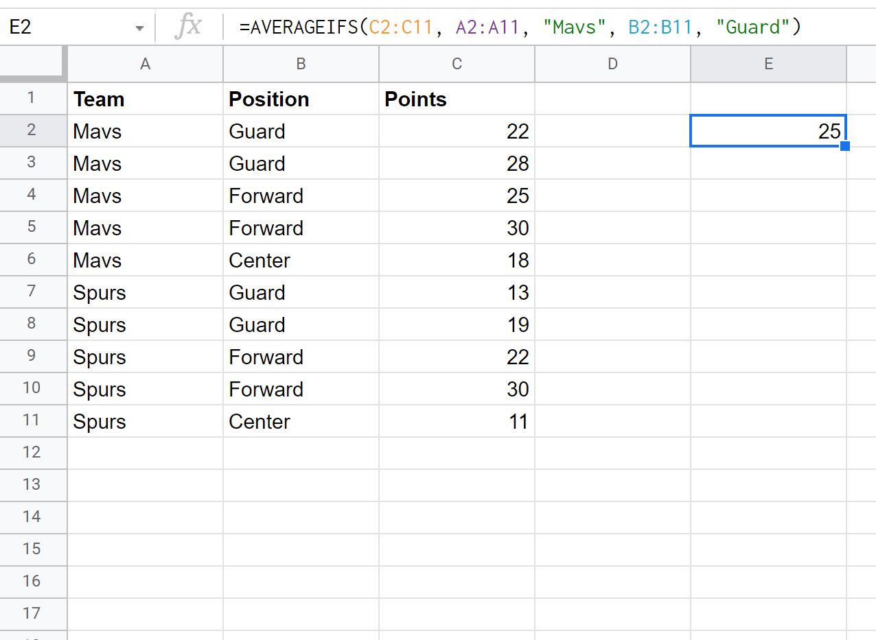 averageifs3 AVERAGEIFS in Google Sheets