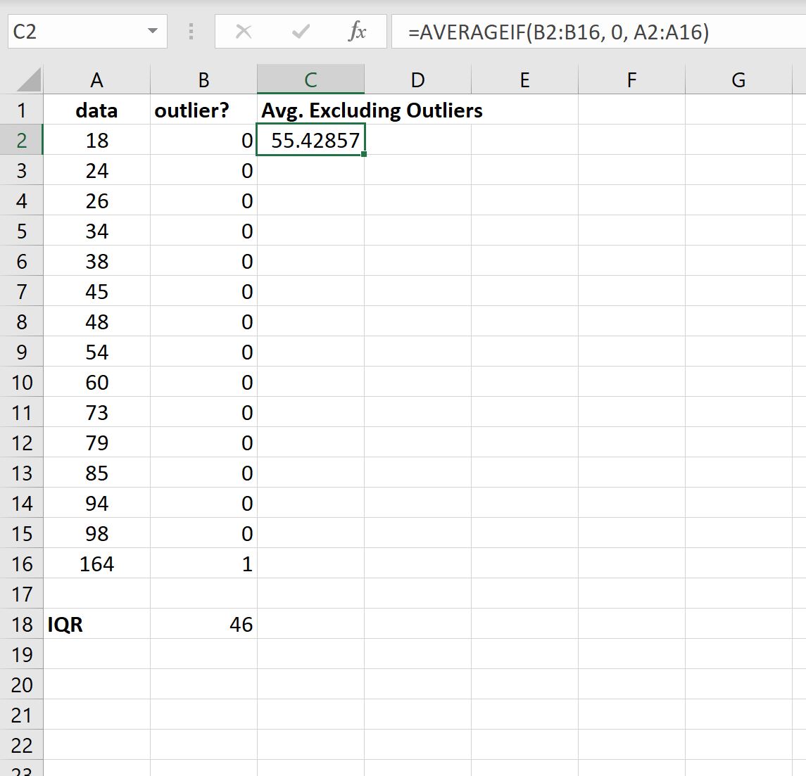 avgexclude2 Excel calculate average excluding outliers