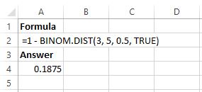 binom4 Cumulative binomial distribution in Excel