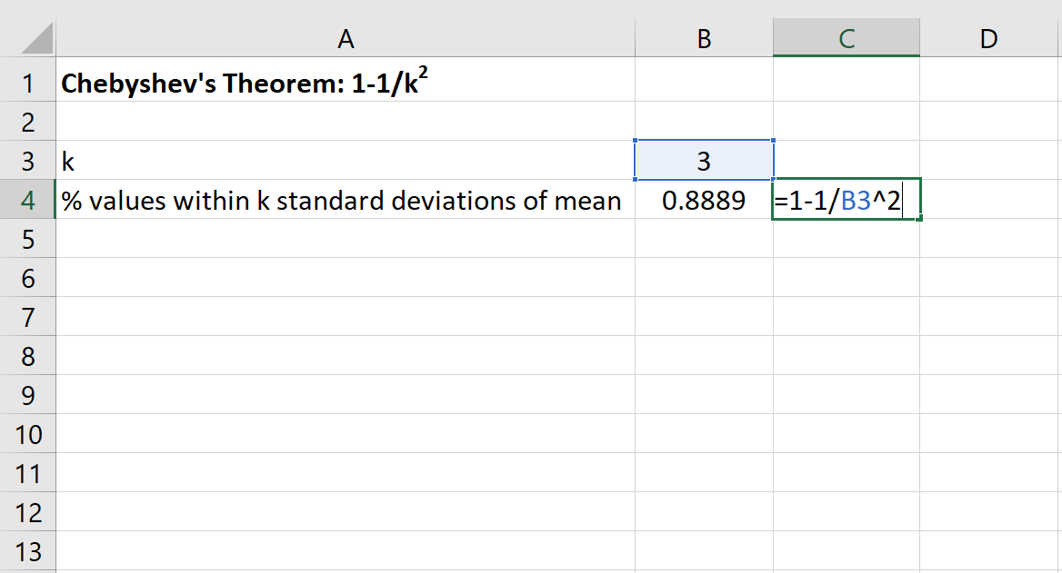 chebexcel2 Chebyshev's Theorem in Excel example