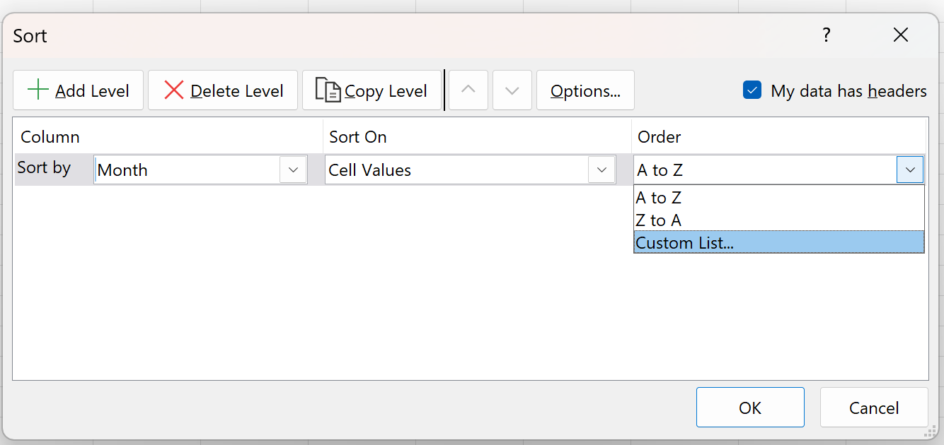 chron3 sort months chronologically in Excel
