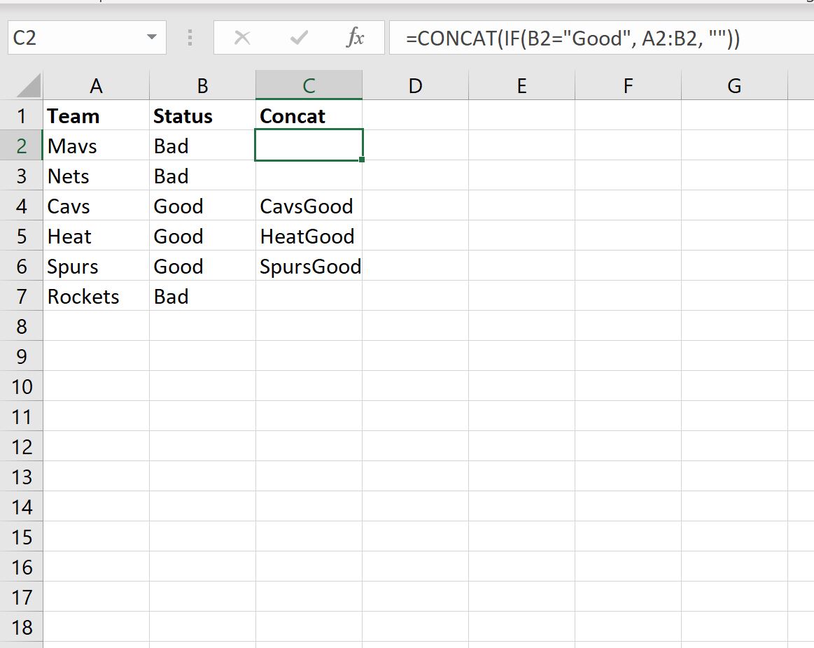 concatif Concatenate if formula excel