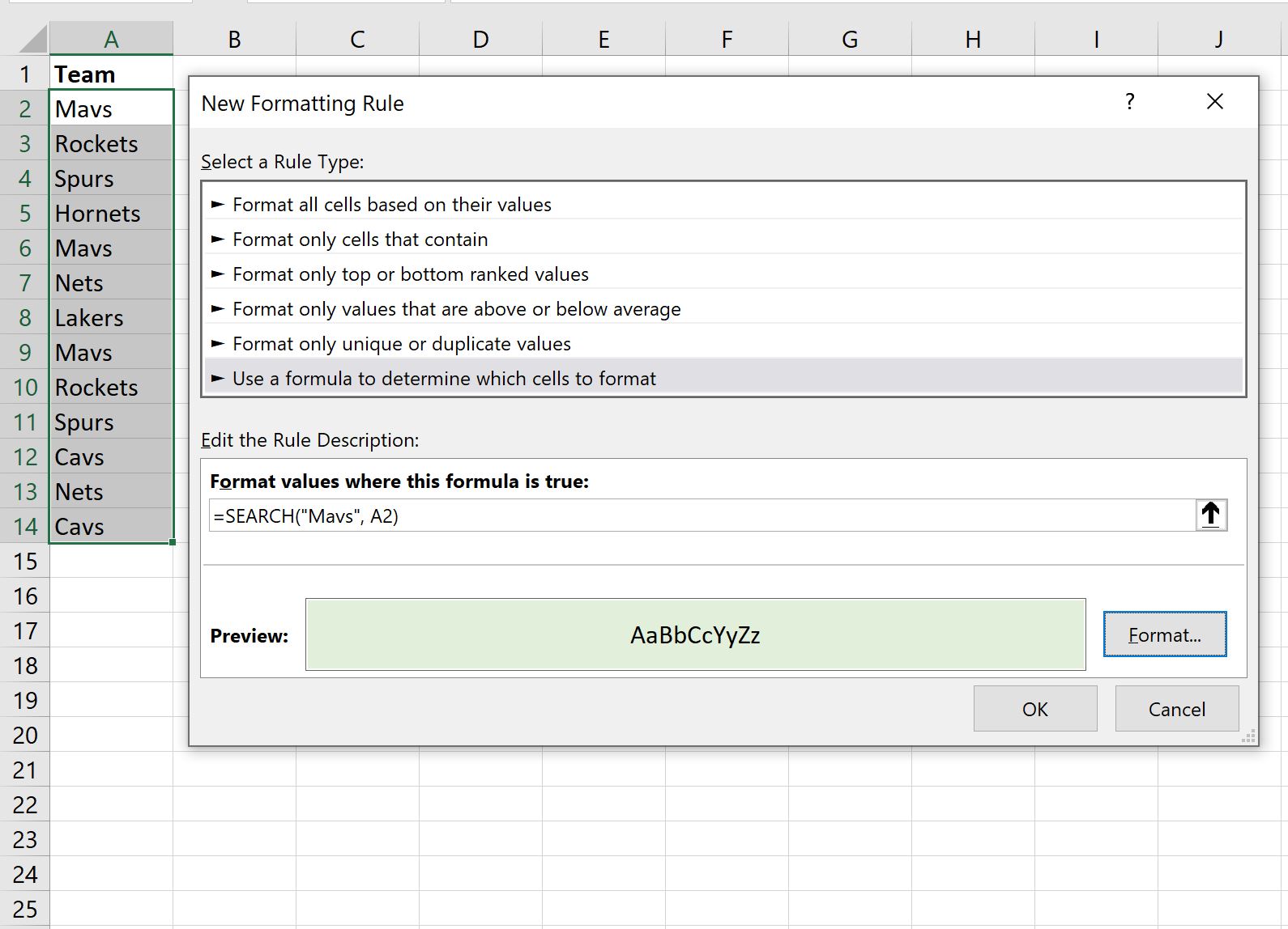conditional2-1 Excel conditional formatting for cells that contain text