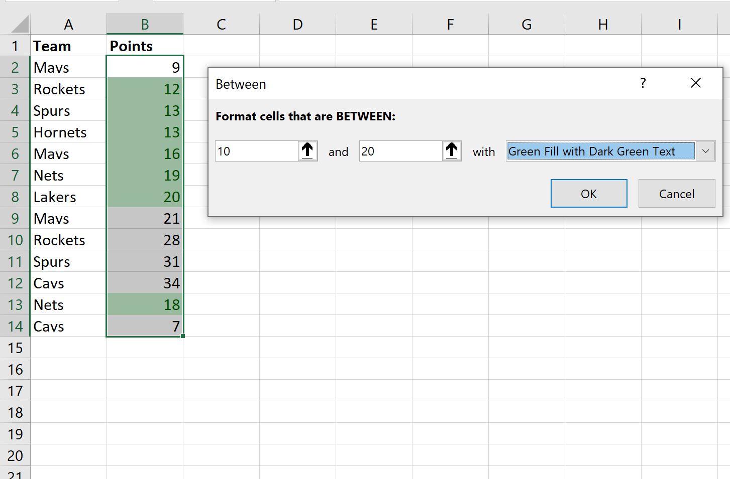 conditionalbetween3 conditional formatting between two values in Excel