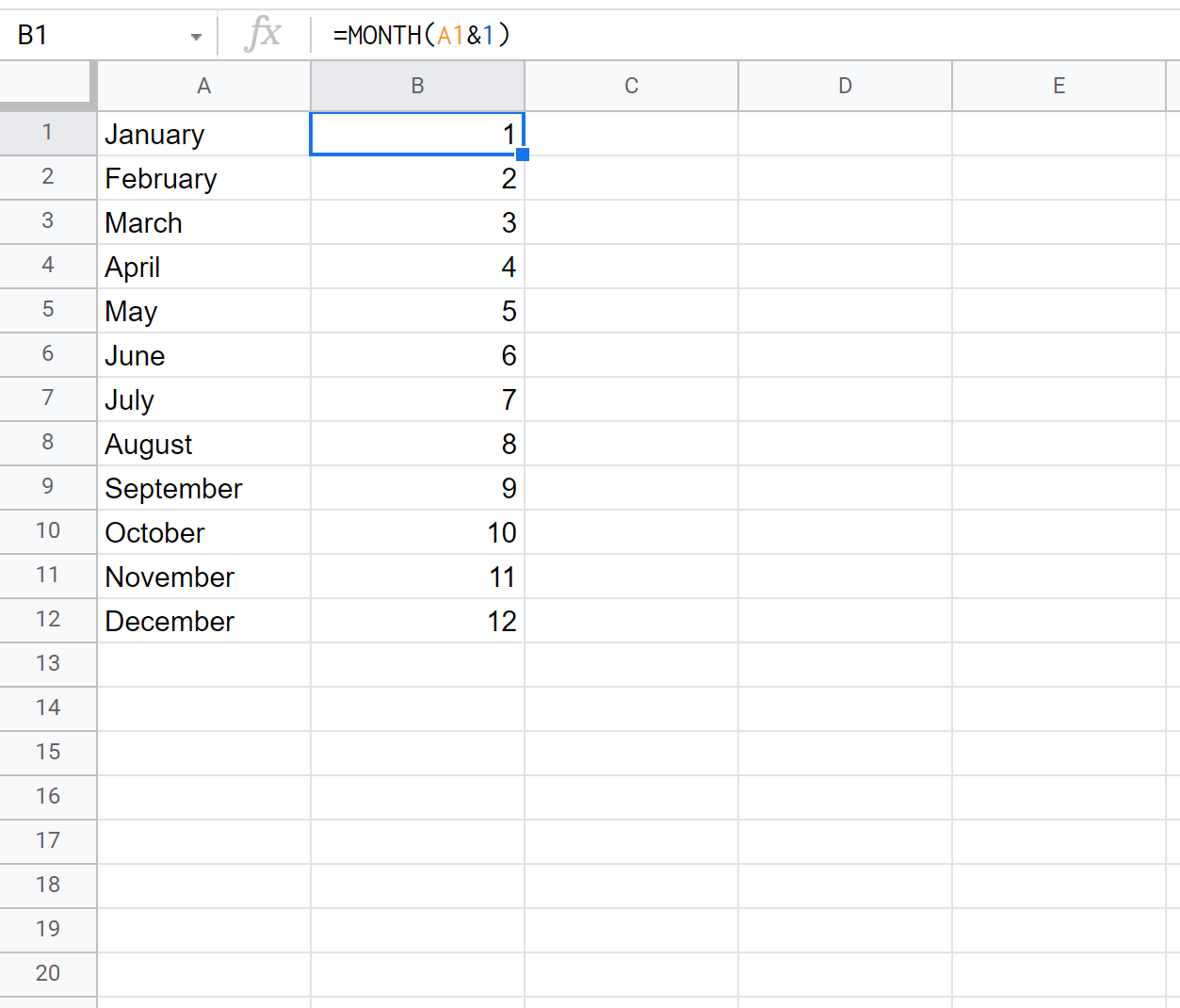 convert3 convert month name to month number in Google Sheets