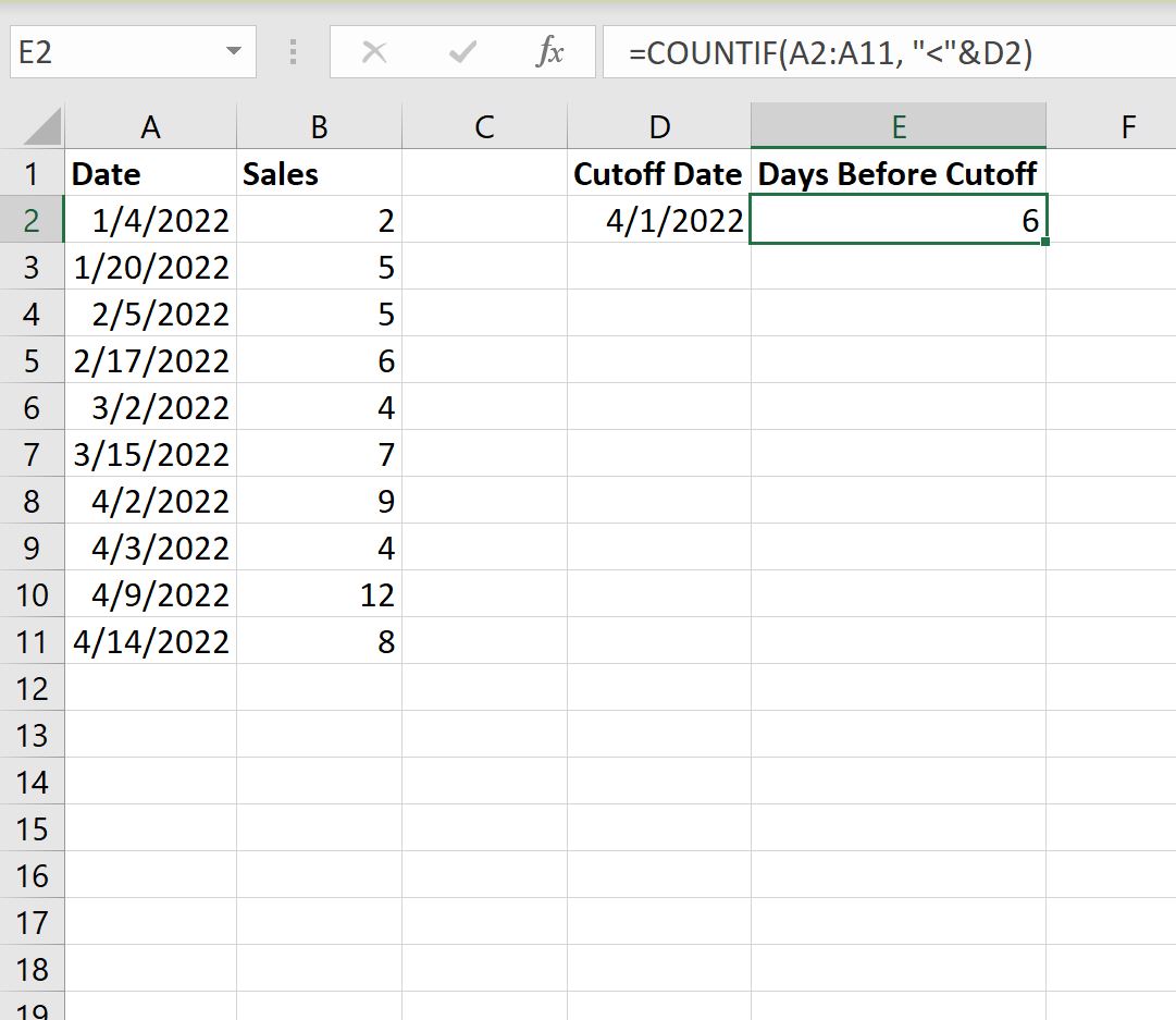 countifless2 Excel COUNTIF less than date