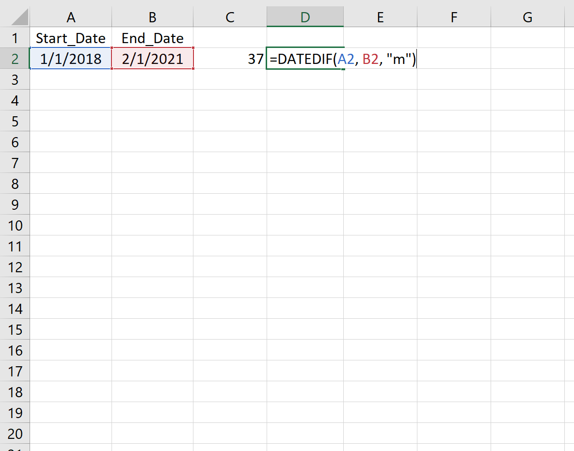 datedif2 Difference in dates in months in Excel