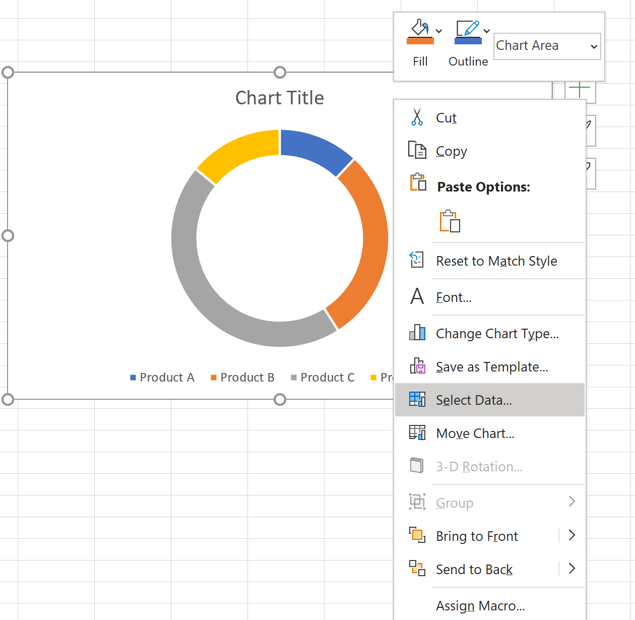 doughnut8 Select data in Excel