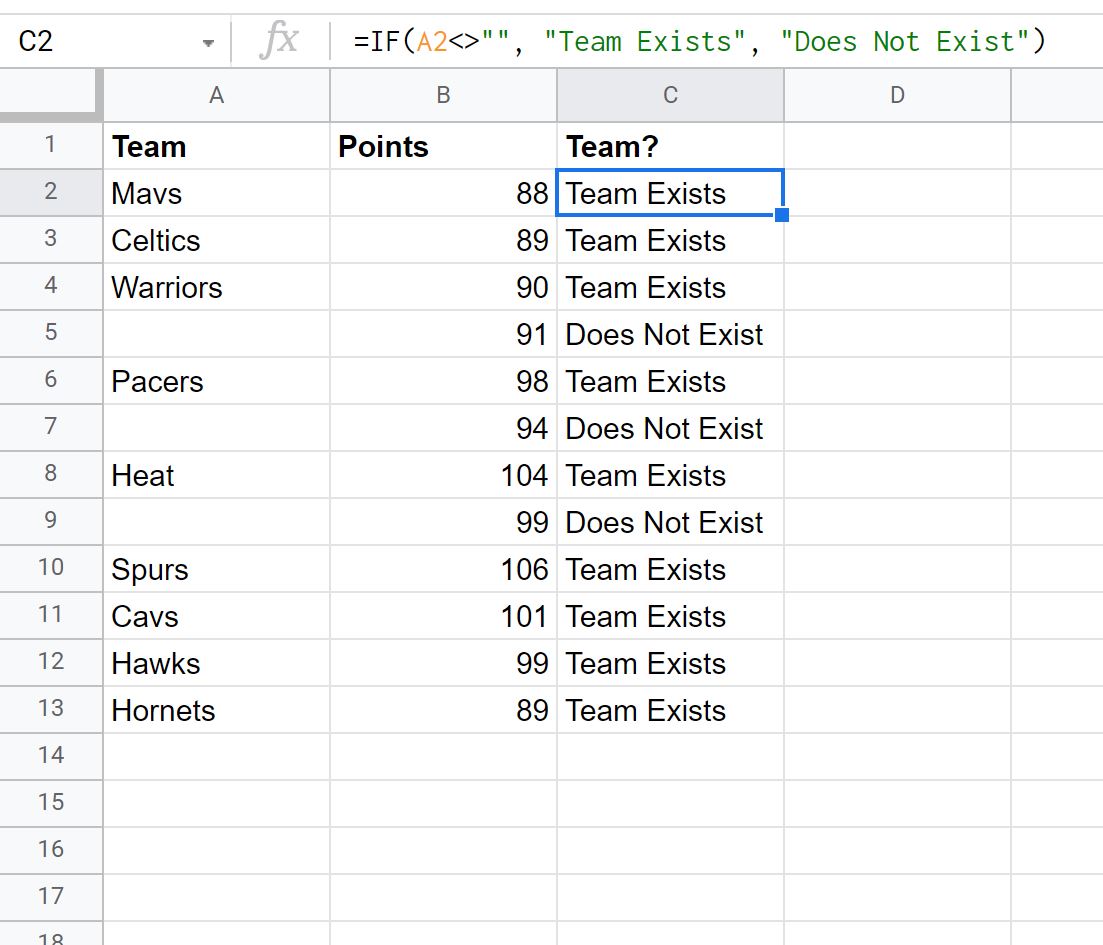 empty2-1 Google Sheets if not empty formula