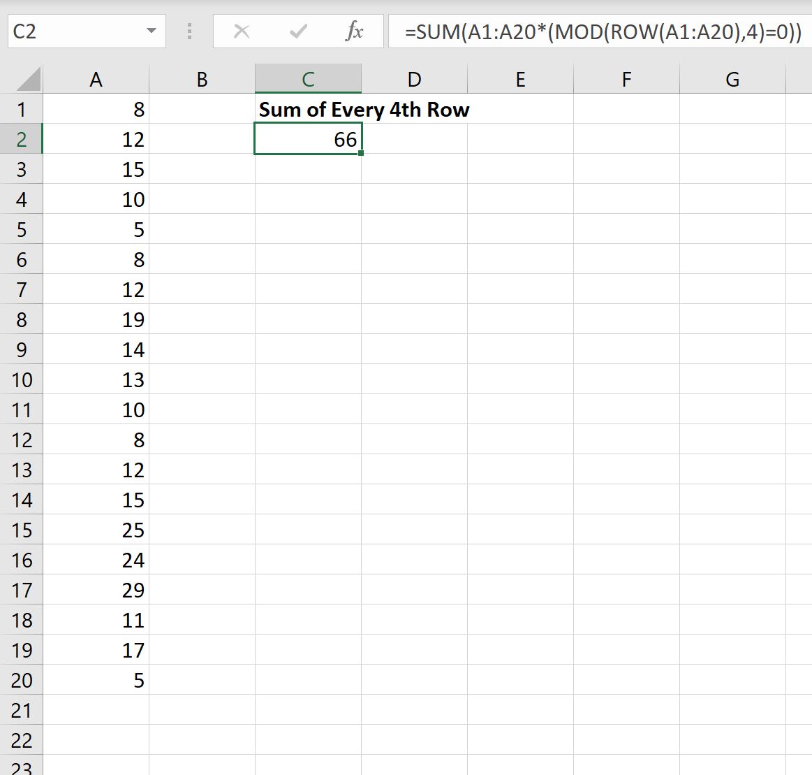 every2 Excel sum every nth row