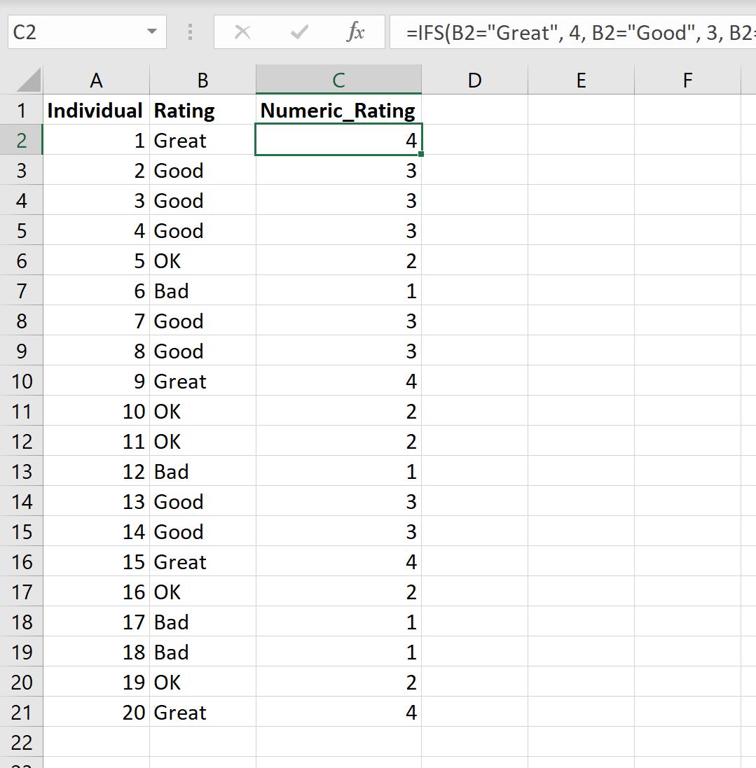 convert-categorical-data-to-numeric-in-excel