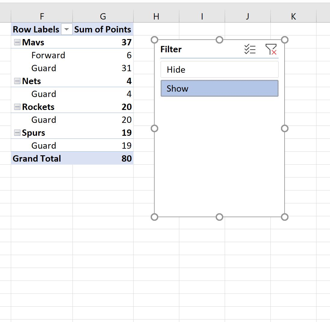 filteror7 Excel pivot table filter OR condition
