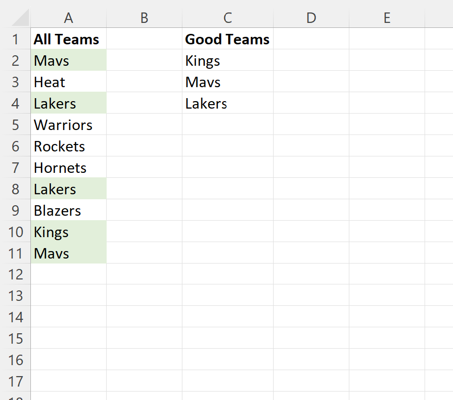 gen3 Excel highlight if in list