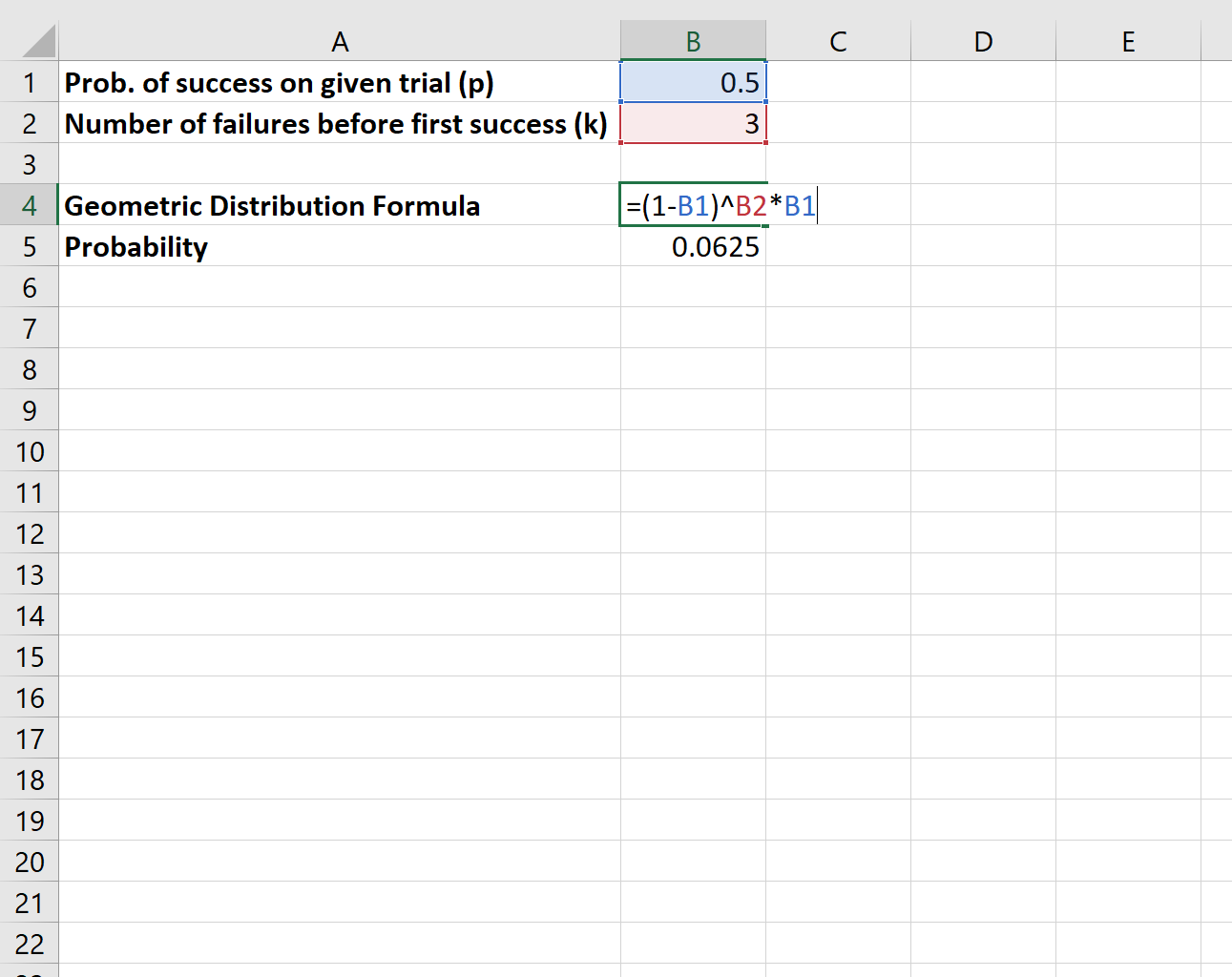 geomdistexcel1 Geometric distribution in Excel