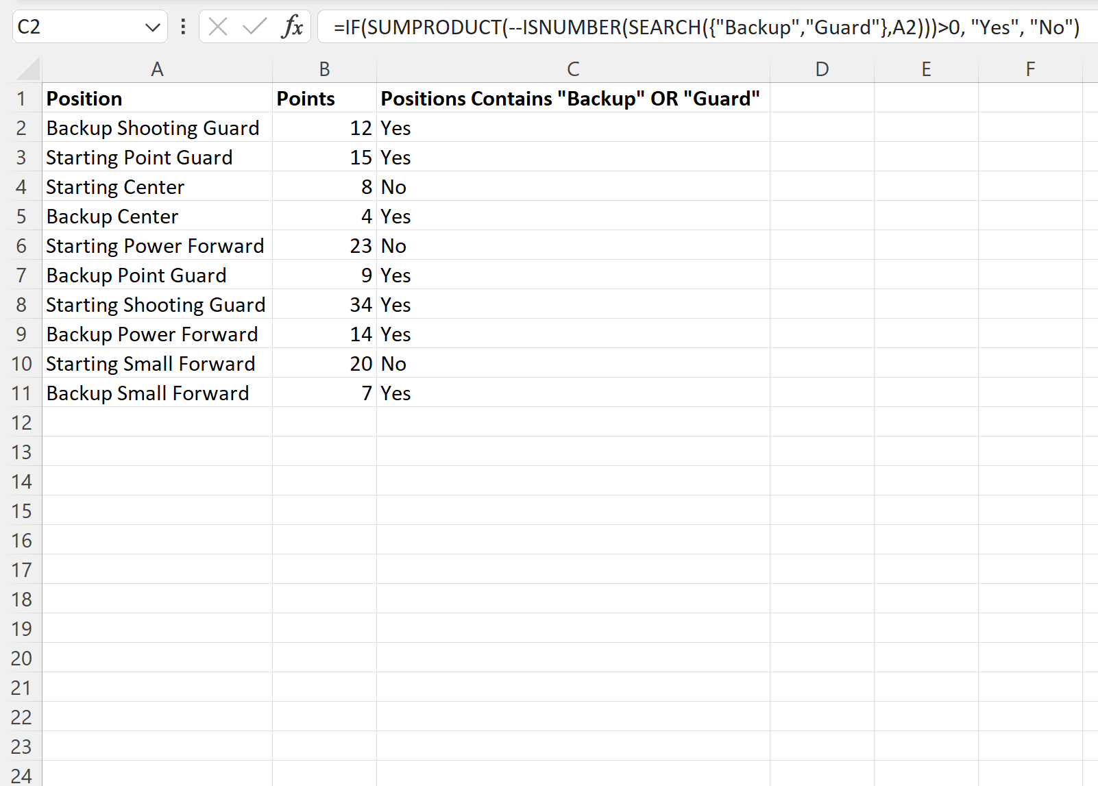 iftext4 Excel IF function check if cell contains one of several text values