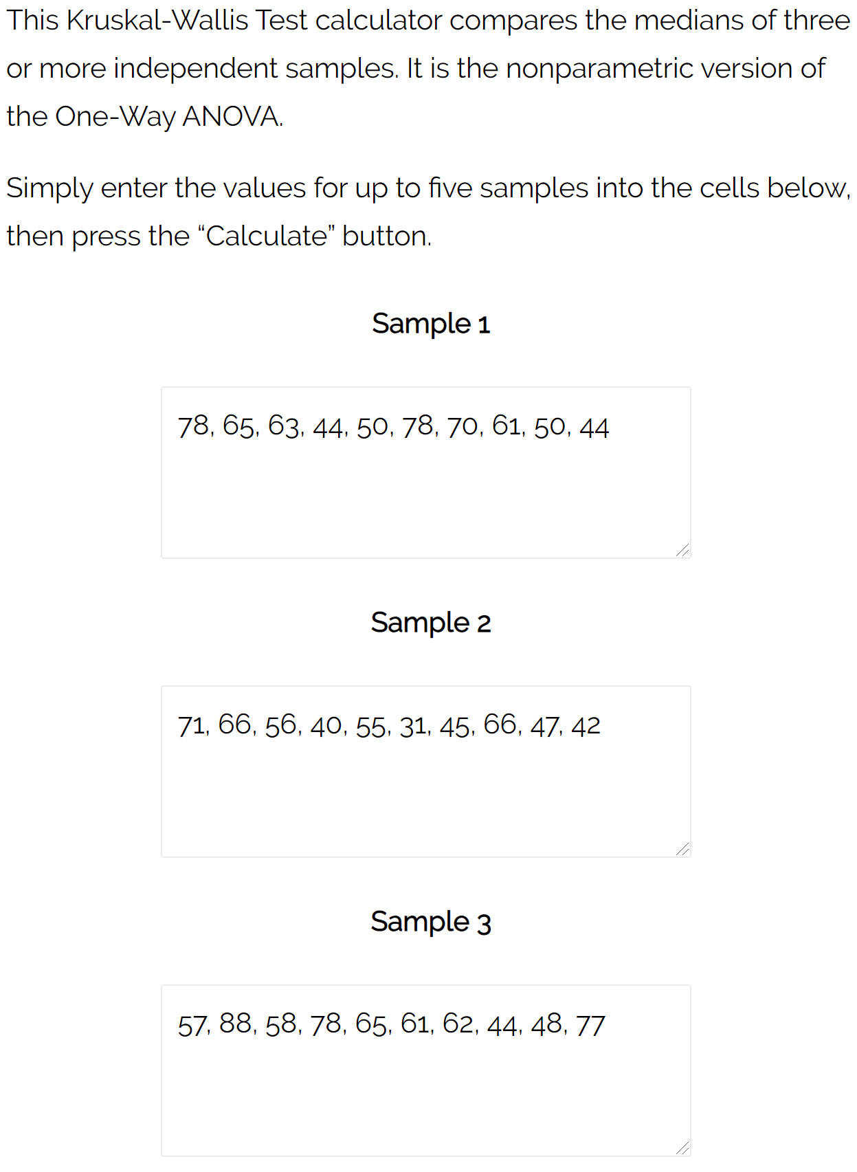 kruskalcalc1 Kruskal-Wallis Test Calculator