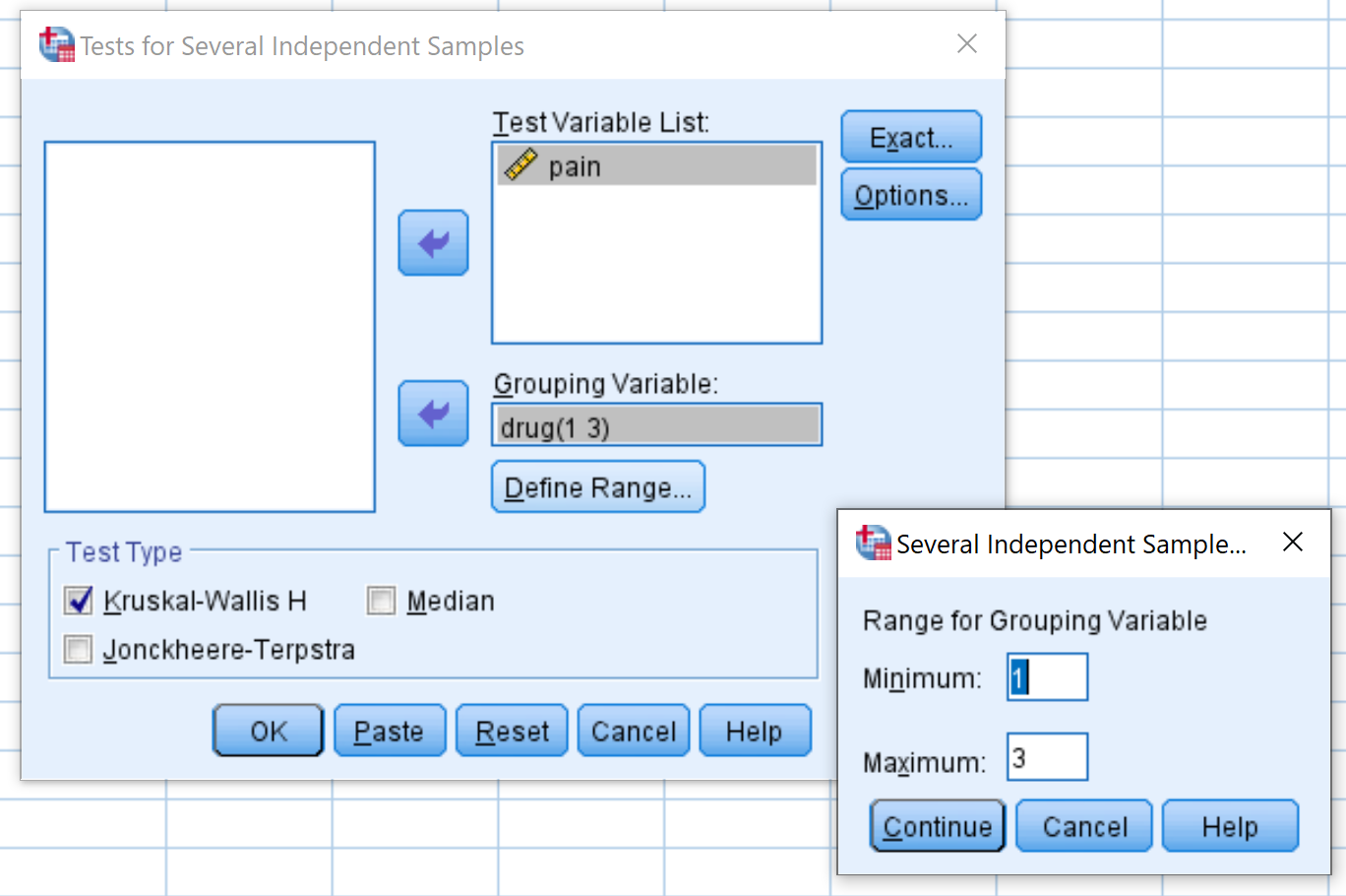 kruskallspss3 Kruskal-Wallis test options in SPSS