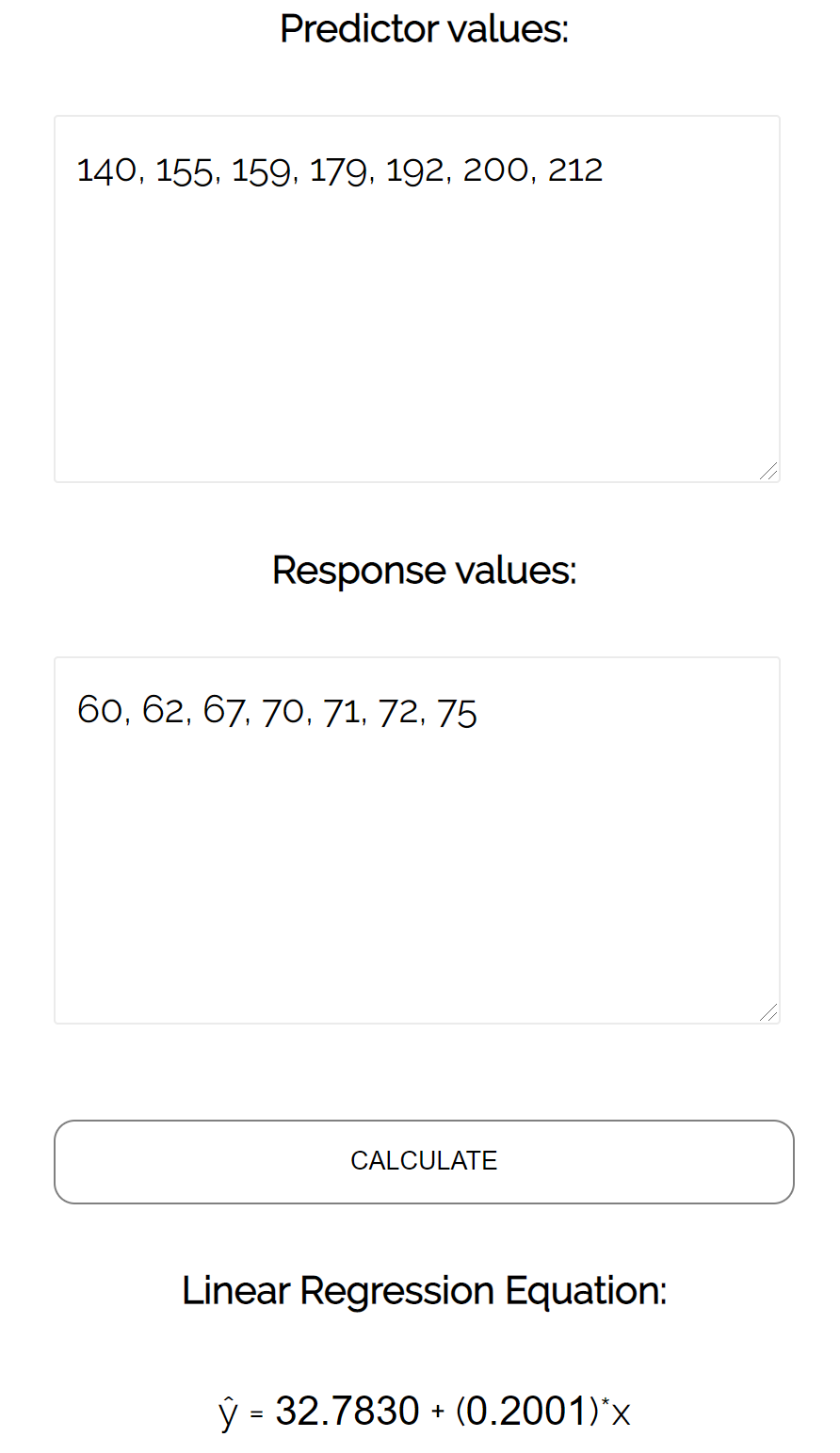 linregcalc1 Linear regression equation calculation