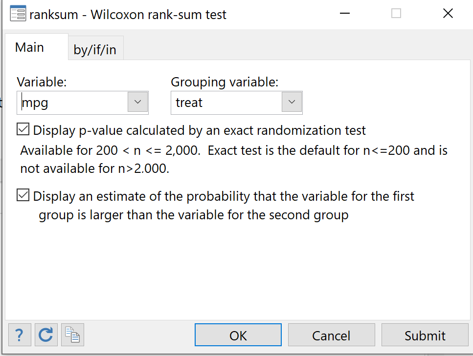 mannwhitneystata3 Mann Whitney U test in Stata