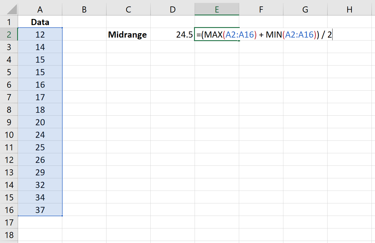 midrangeexcel2 Midrange calculation in Excel