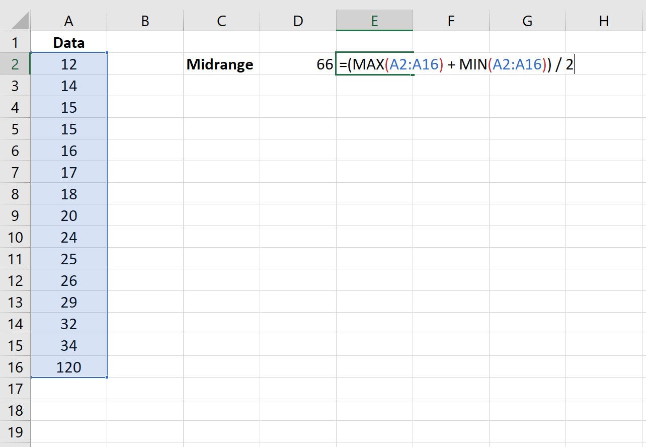 midrangeexcel3 Midrange influenced by outliers in Excel