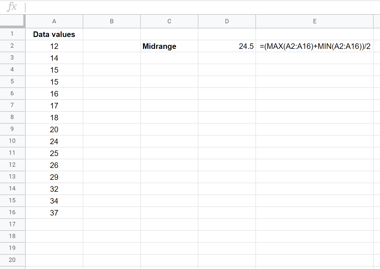 midrangesheets2 Midrange in Google Sheets