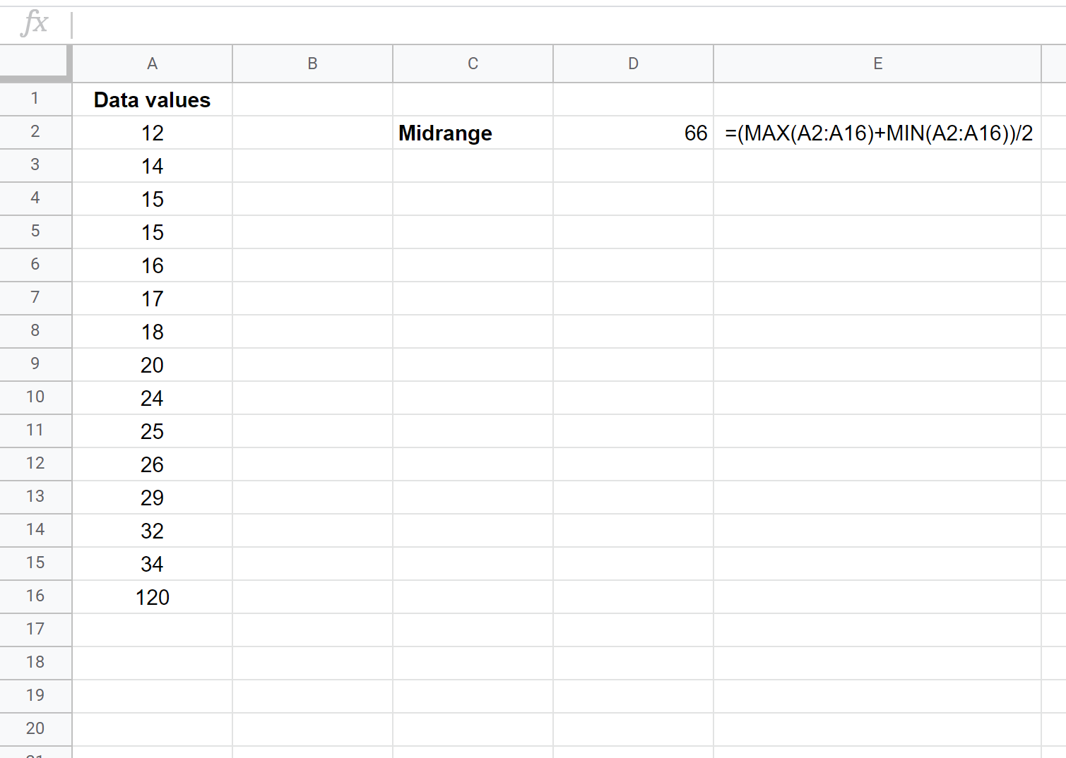 midrangesheets3 Midrange in Google Sheets