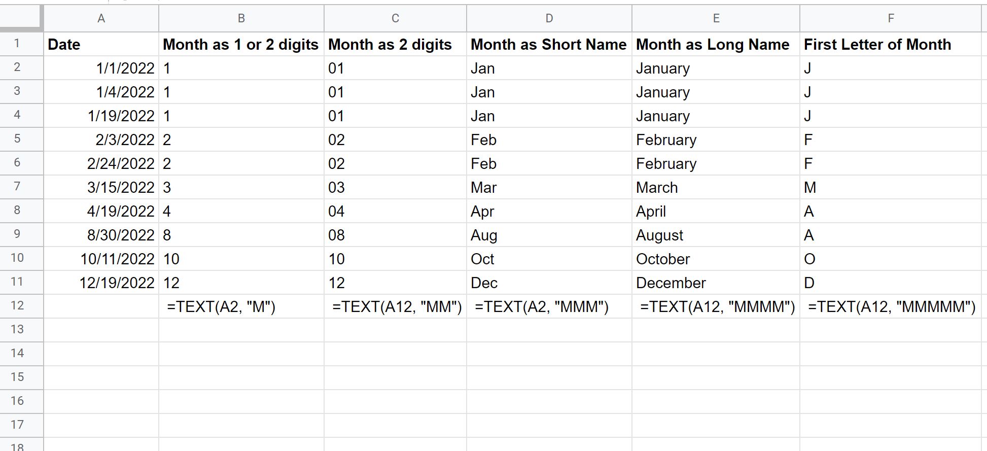 monthg2 Extract month from date in Google Sheets