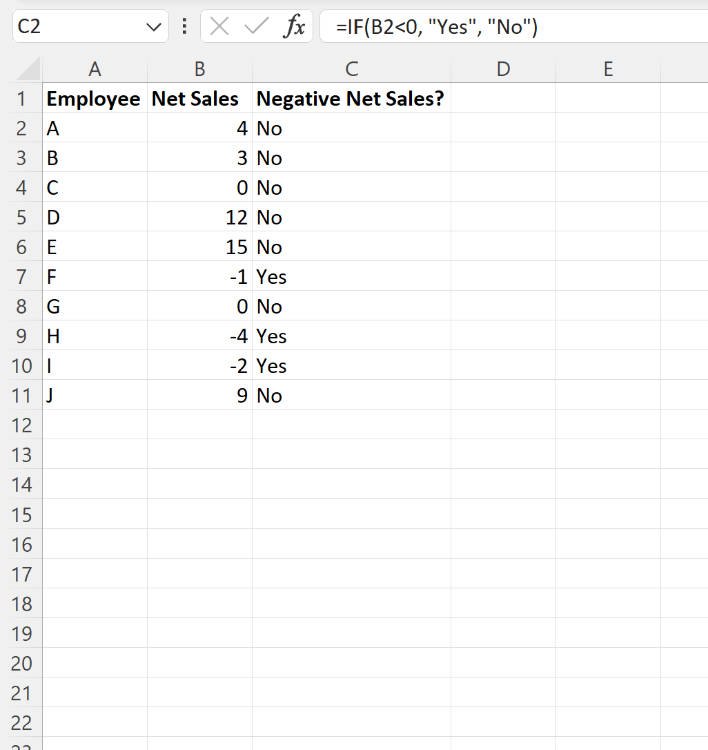 negative2 Excel IF function with negative numbers