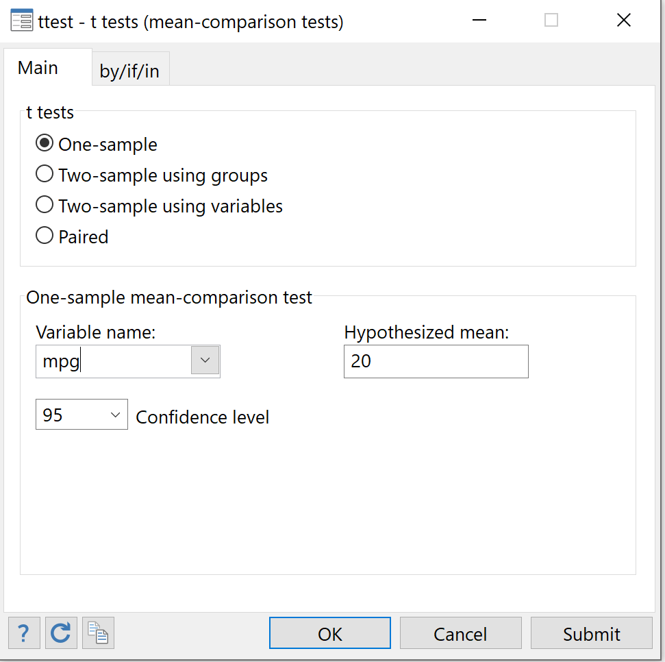onesampstata3 One sample t-test with Stata