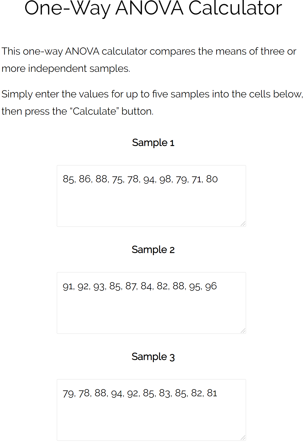 oneway3 One-way ANOVA calculation example
