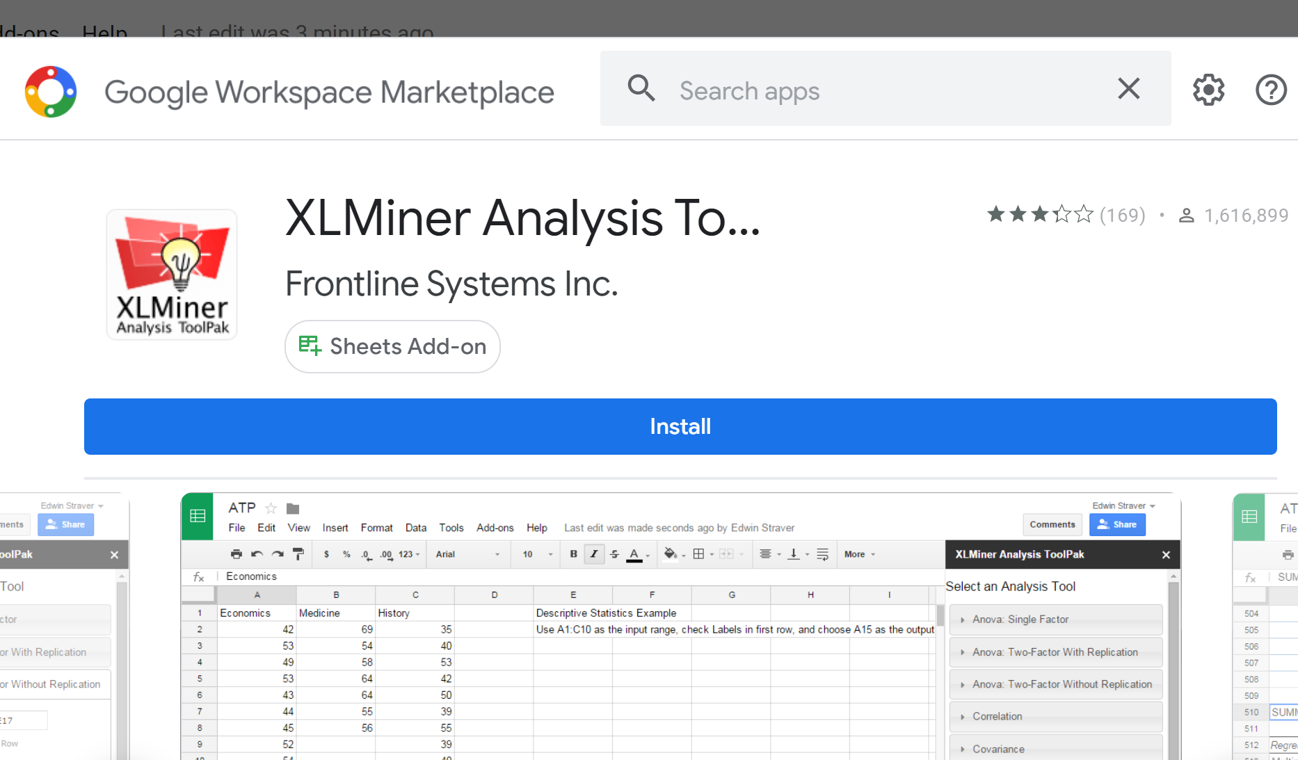 onewayanovasheets2-1 XLMiner Analysis Toolpak in Google Sheets